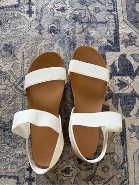 White and Tan Strappy Sandals
